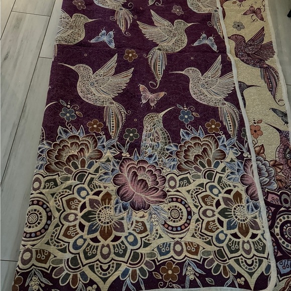 Mexican Blanket Reversible Cover Beautiful Birds Flowers 90”’by 80” - Picture 5 of 7